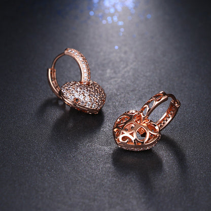 Micro-set zircon peach heart ear clip earrings-Jewearrings