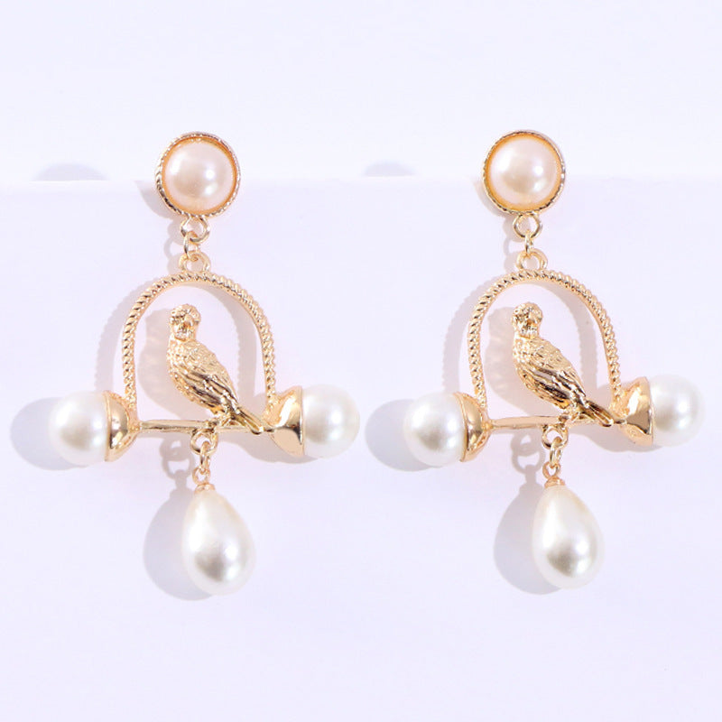 Vintage Birdcage Pearl Earrings Earrings Japan And South Korea-Jewearrings