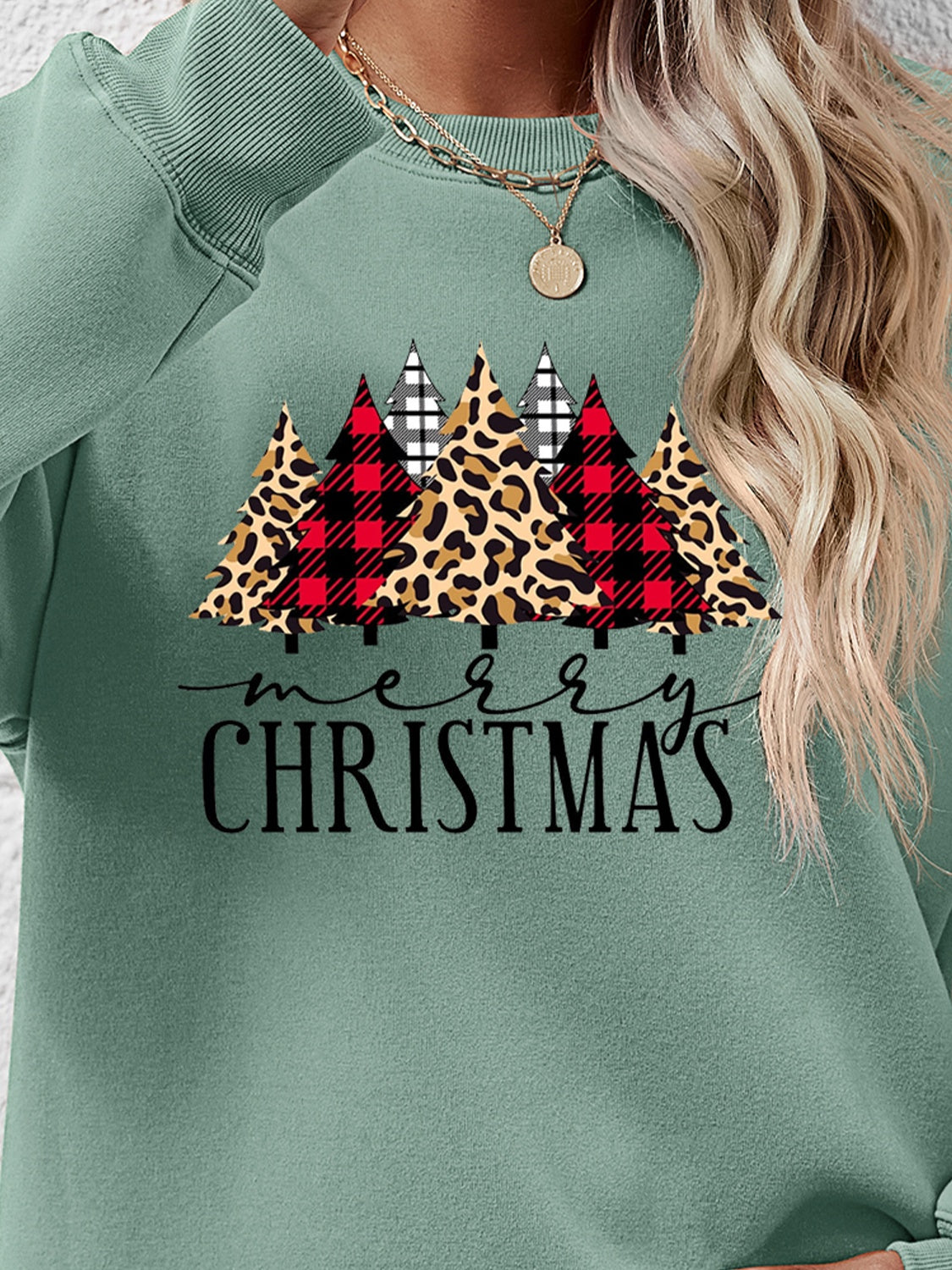 MERRY CHRISTMAS Round Neck Long Sleeve Sweatshirt-Jewearrings