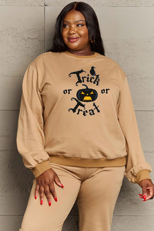 Simply Love Full Size TRICK OR TREAT Graphic Sweatshirt-Jewearrings