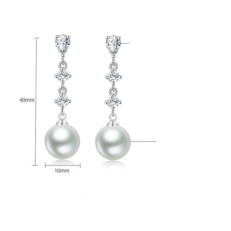 Women's Fashion Temperament Long Pearl Stud Earrings-Jewearrings