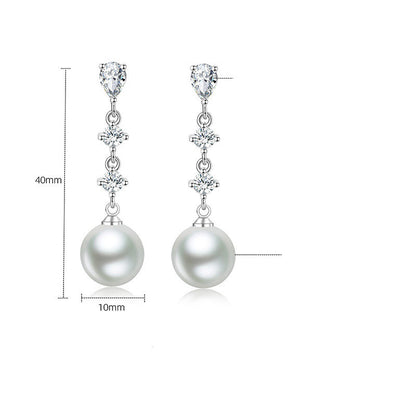 Women's Fashion Temperament Long Pearl Stud Earrings-Jewearrings