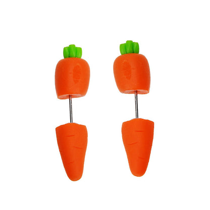 Ladies Fashion Cartoon Carrot Clip Stud Earrings-Jewearrings