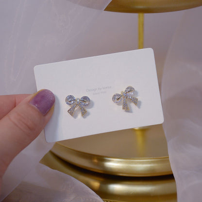 The Fugitive Princess Bow Stud Earrings With Diamonds-Jewearrings