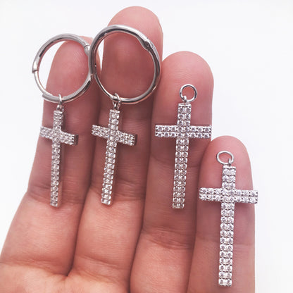 Silver Ring Cross Earrings-Jewearrings