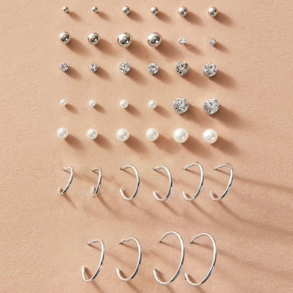 Pearl zircon earrings set-Jewearrings