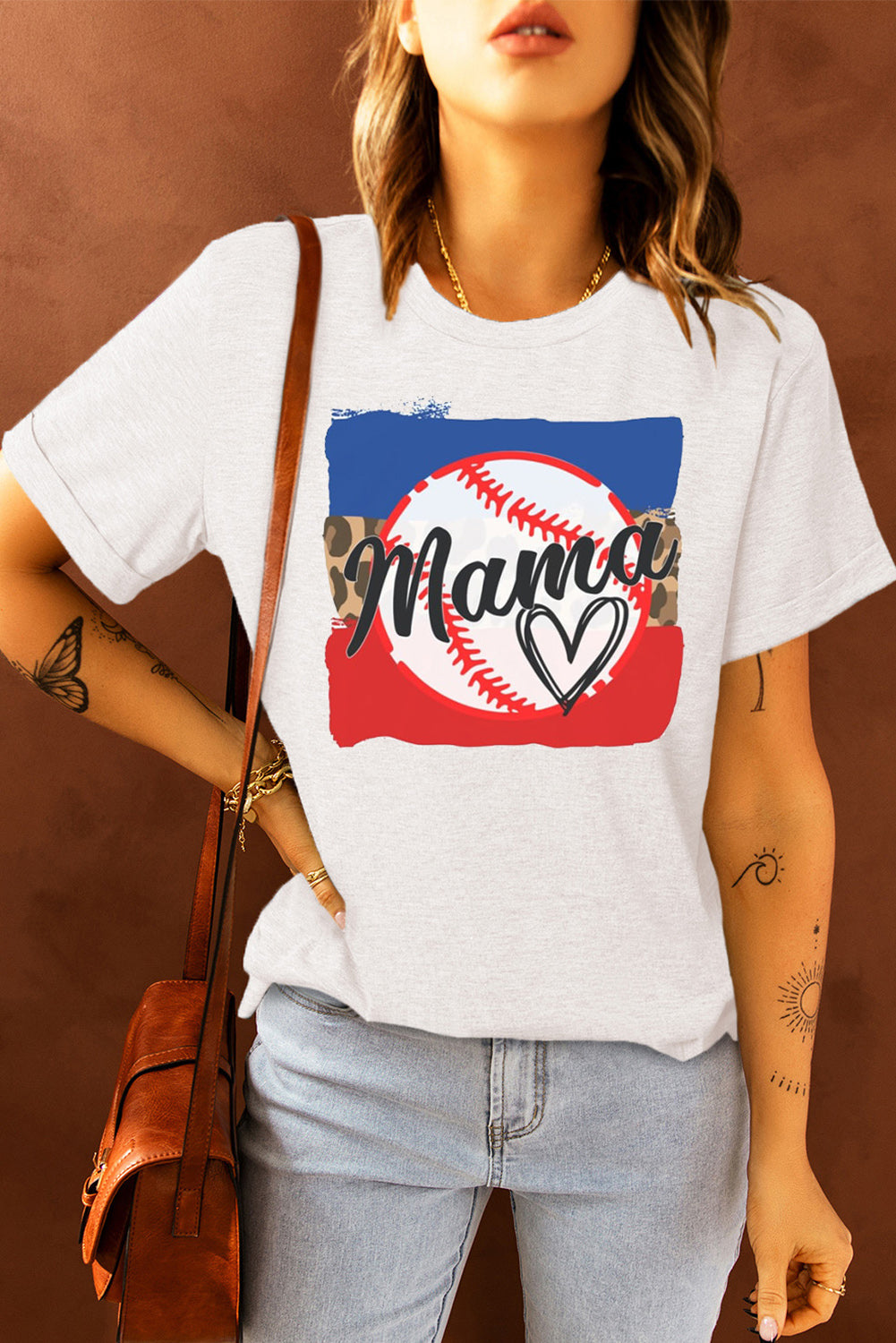 MAMA Heart Graphic Round Neck T-Shirt-Jewearrings