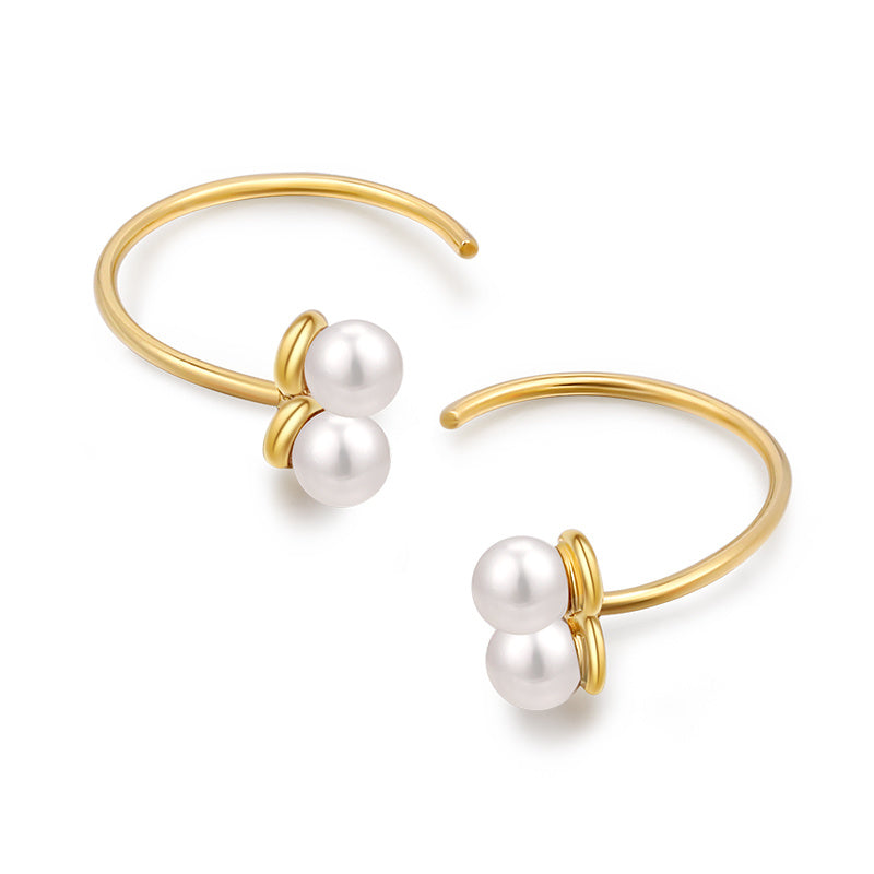 Women's Temperament Sterling Silver Pearl Vintage Stud Earrings-Jewearrings