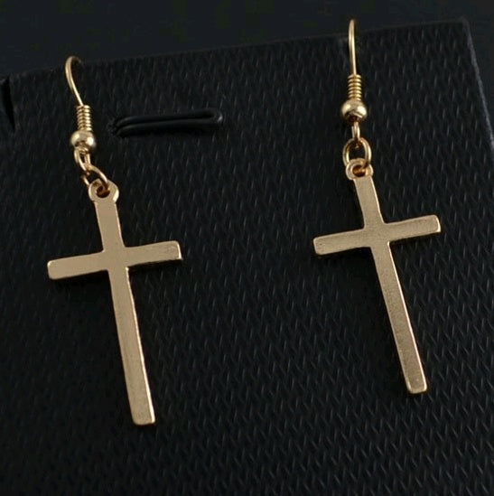 Europe and the United States new earrings simple Christian cross earrings alloy cross show ear hook-Jewearrings