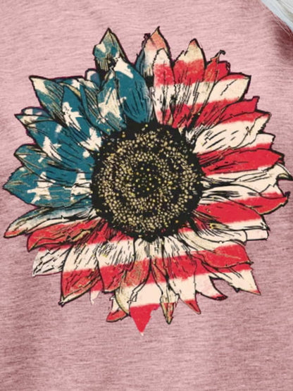 US Flag Flower Graphic Tee-Jewearrings