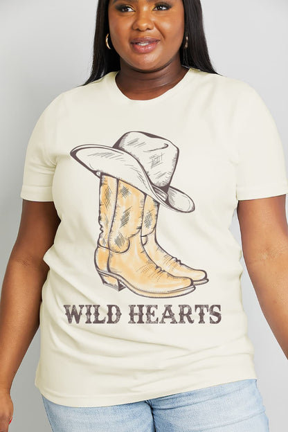 Simply Love Full Size WILD HEARTS Graphic Cotton Tee-Jewearrings