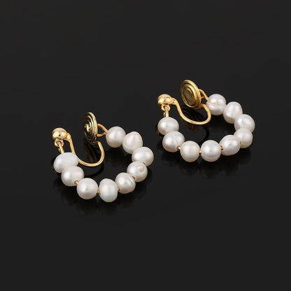 Women's Simple Freshwater Pearl Beaded Earrings-Jewearrings