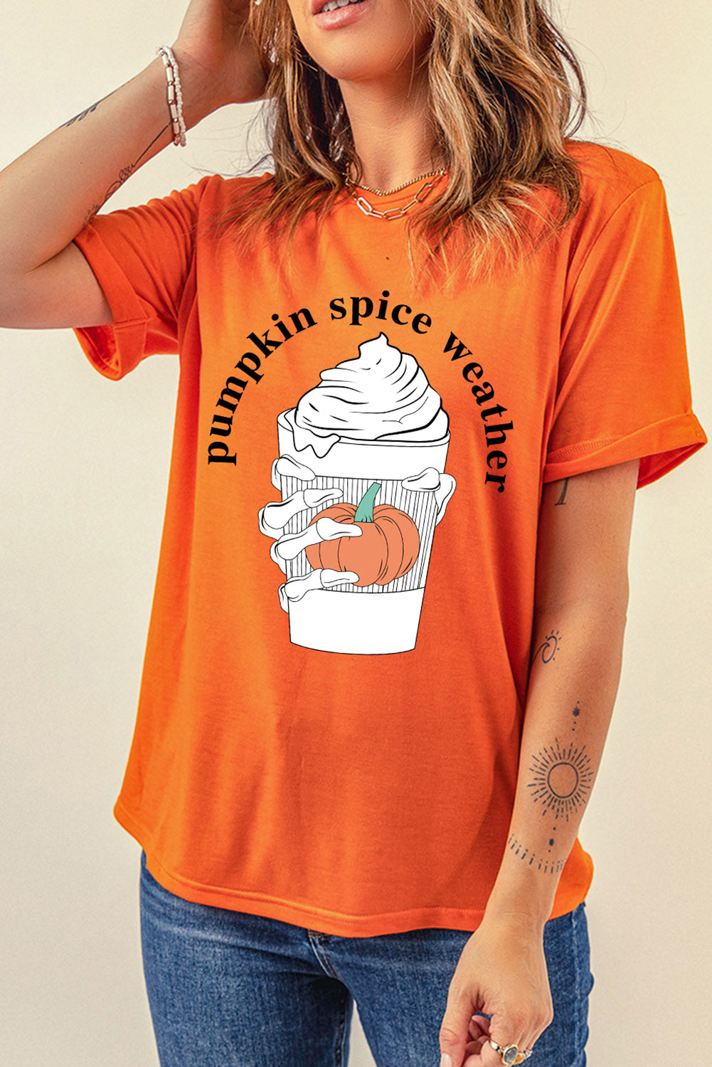 PUMPKIN SPICE WEATHER Graphic T-Shirt-Jewearrings