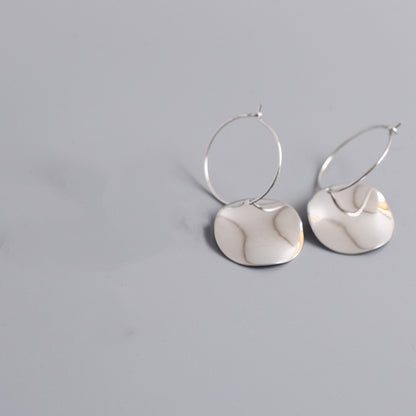 Round irregular wave surface s925 sterling silver earrings-Jewearrings