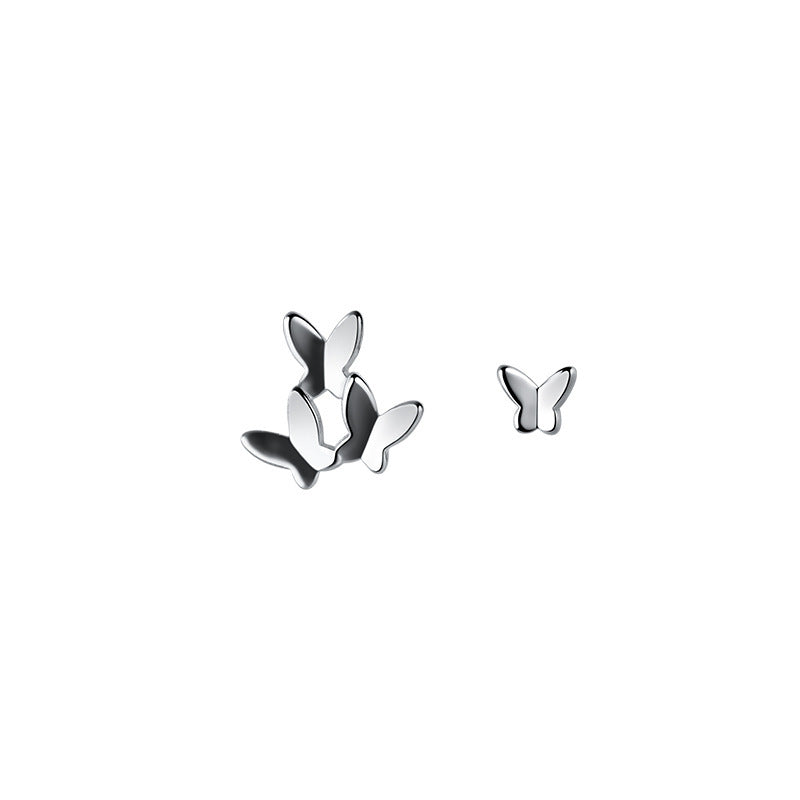 S925 Silver Asymmetric Sweet Butterfly Earrings For Women-Jewearrings