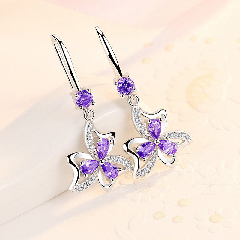 Bow petals silver earrings-Jewearrings