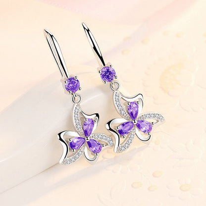 Bow petals silver earrings-Jewearrings