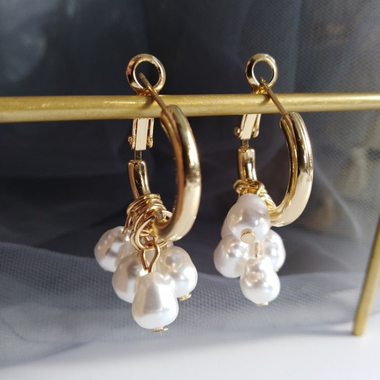 Pearl tassel earrings simple earrings-Jewearrings