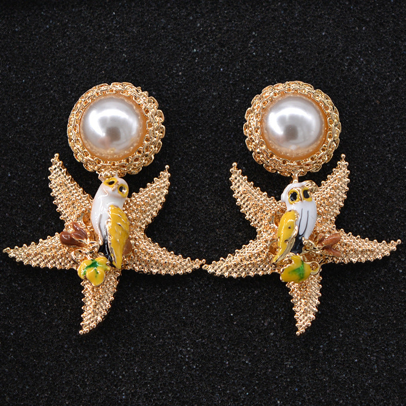 Starfish Pearl Earrings Earrings Korean Fashion Earrings-Jewearrings