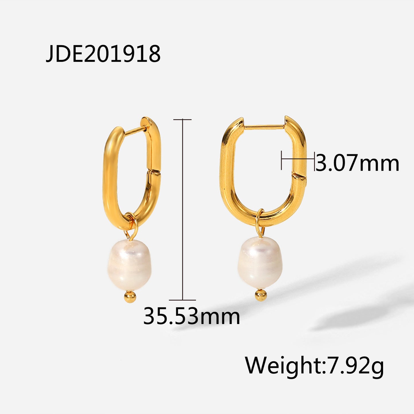 Women's 18K Gold Stainless Steel Fashion Pearl Earrings-Jewearrings