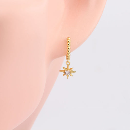 Sterling Silver Personality Fashion Popular Eight Awn Star Earrings-Jewearrings