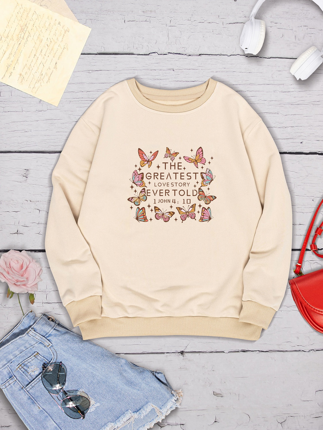 THE GREATEST LOVESTORY EVERTOLD Round Neck Sweatshirt-Jewearrings