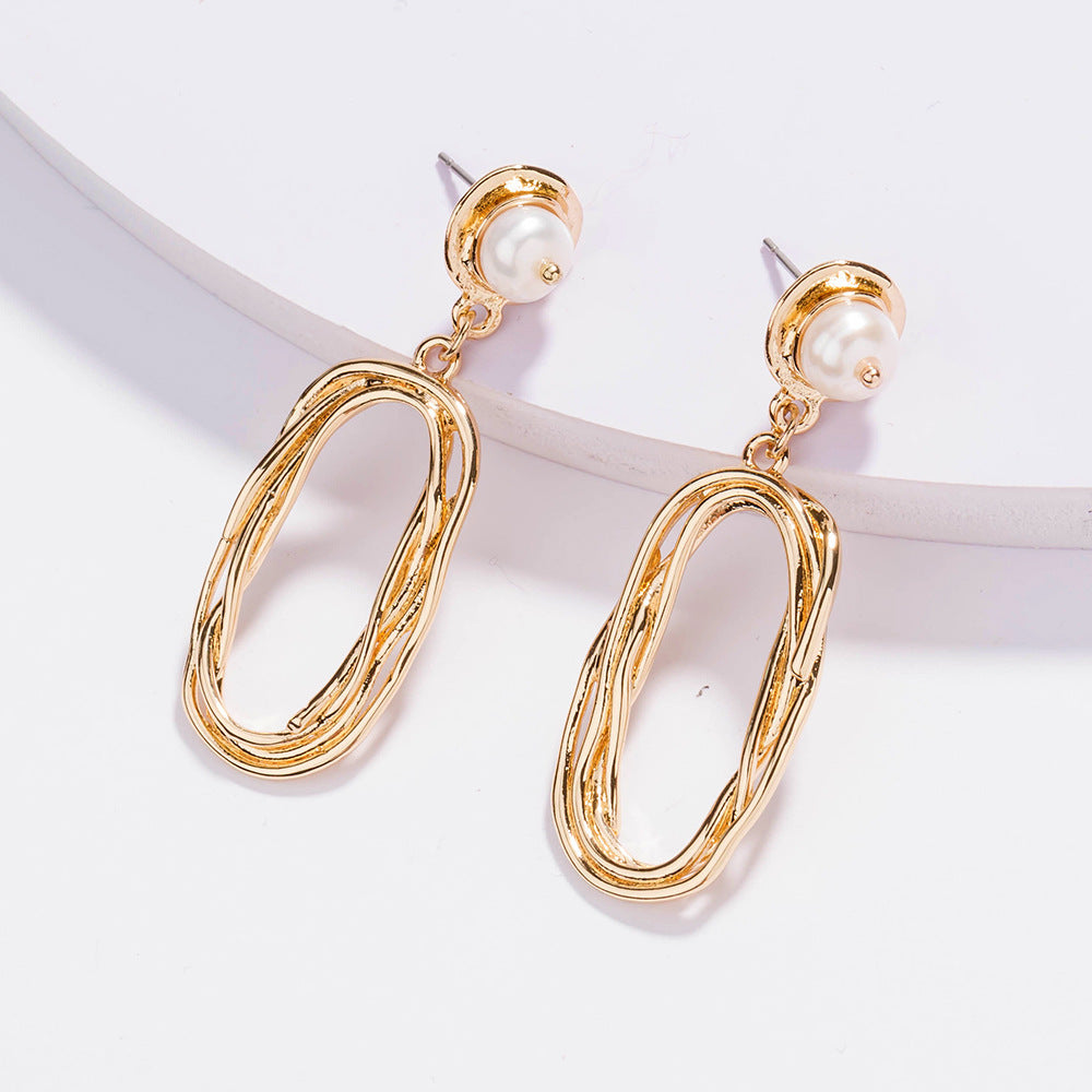 Simple And Versatile Imitation Natural Flat Pearl Earrings-Jewearrings