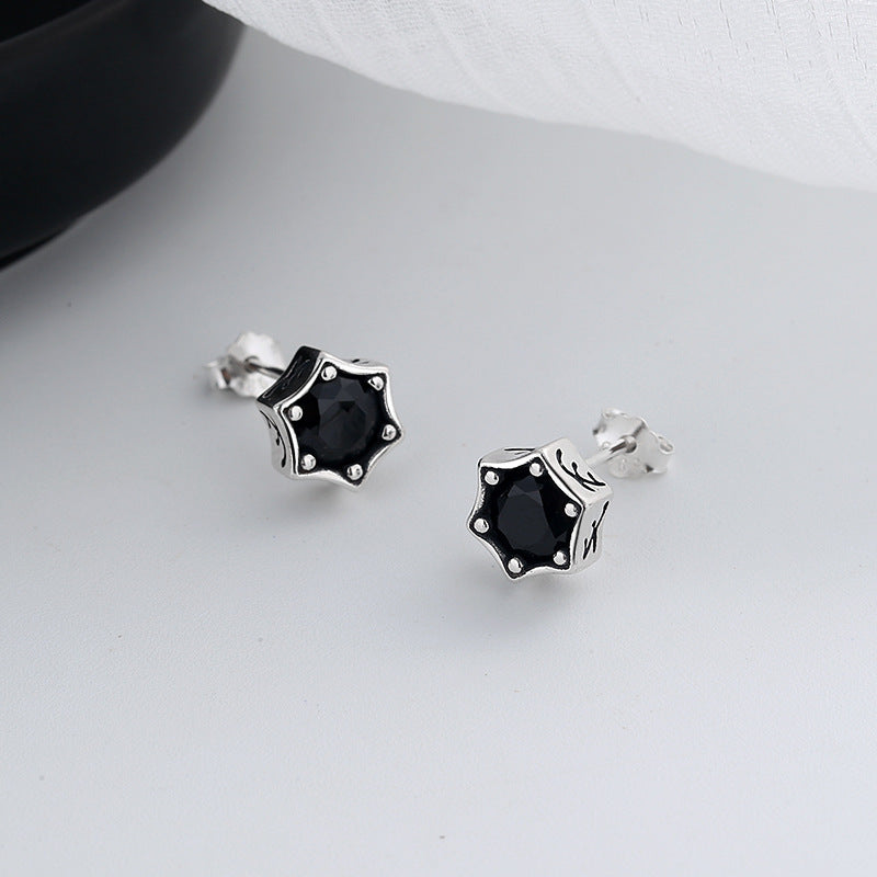 Simple And Exquisite Sterling Silver Five-pointed Star Stud Earrings-Jewearrings