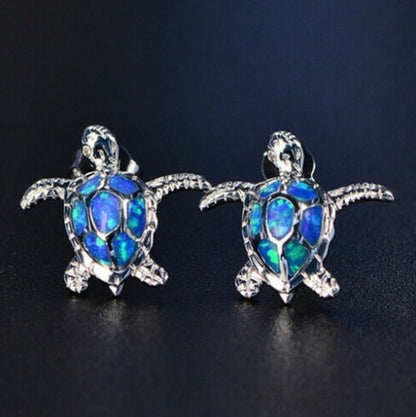 Opal Turtle Multicolor Stud Earrings-Jewearrings