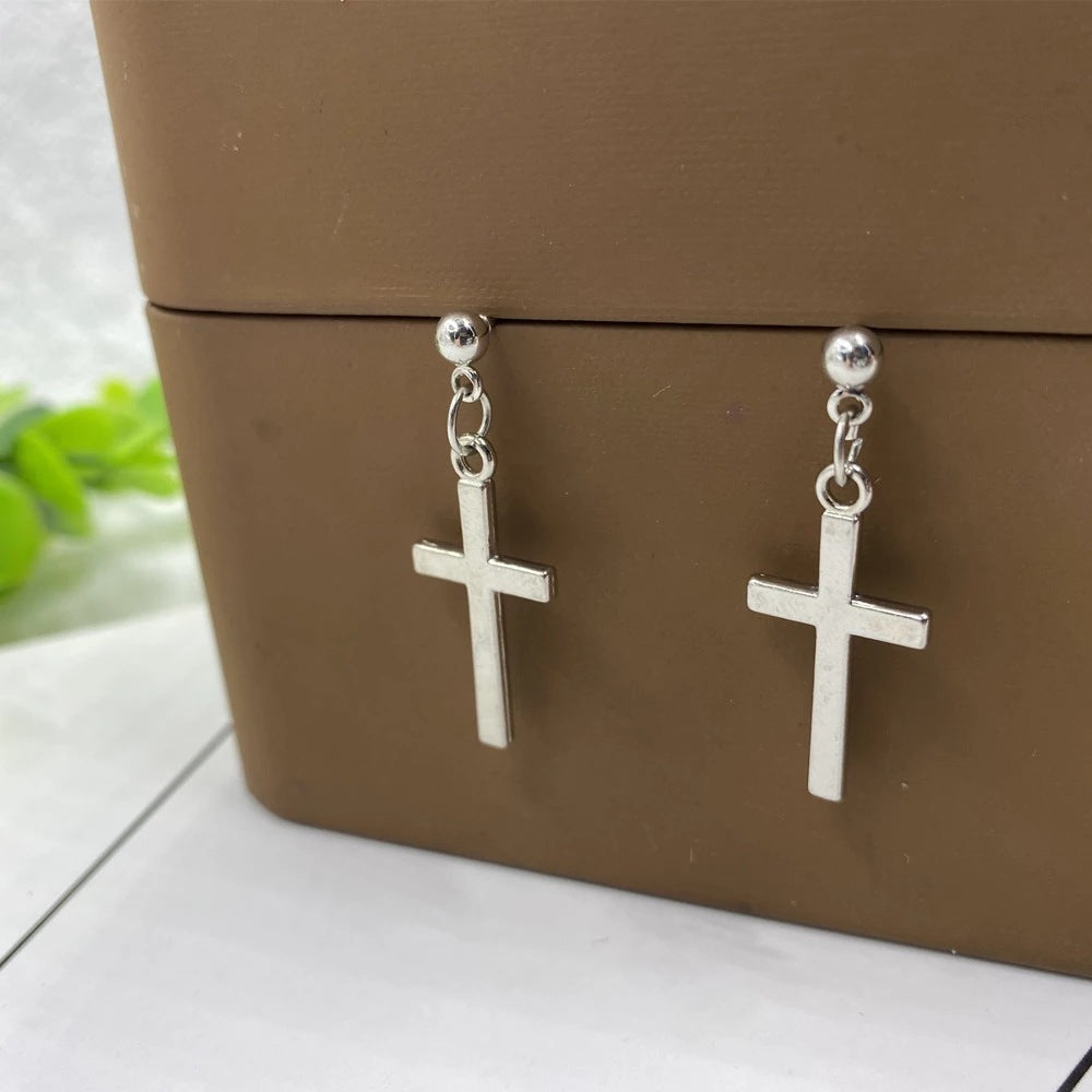 Personalized Hip-hop Punk Style Cross Earrings-Jewearrings