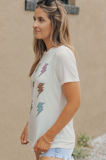 Lightning Graphic Round Neck Short Sleeve T-Shirt-Jewearrings