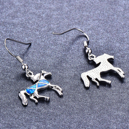 Opal small animal pony earrings-Jewearrings