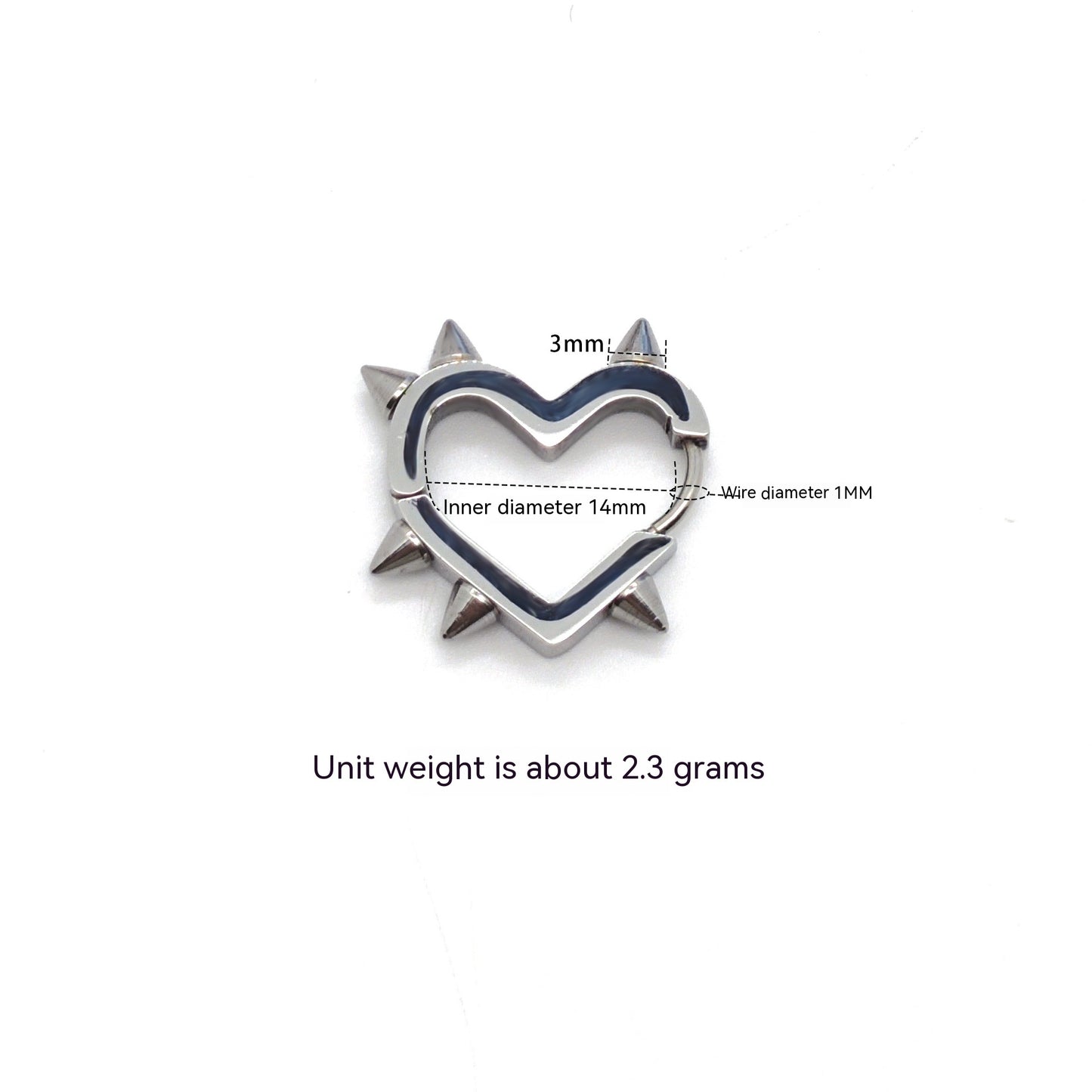 Stainless Steel Love Rivet Earrings Cone Peach Heart Shape Bone Ring Ear Clip-Jewearrings