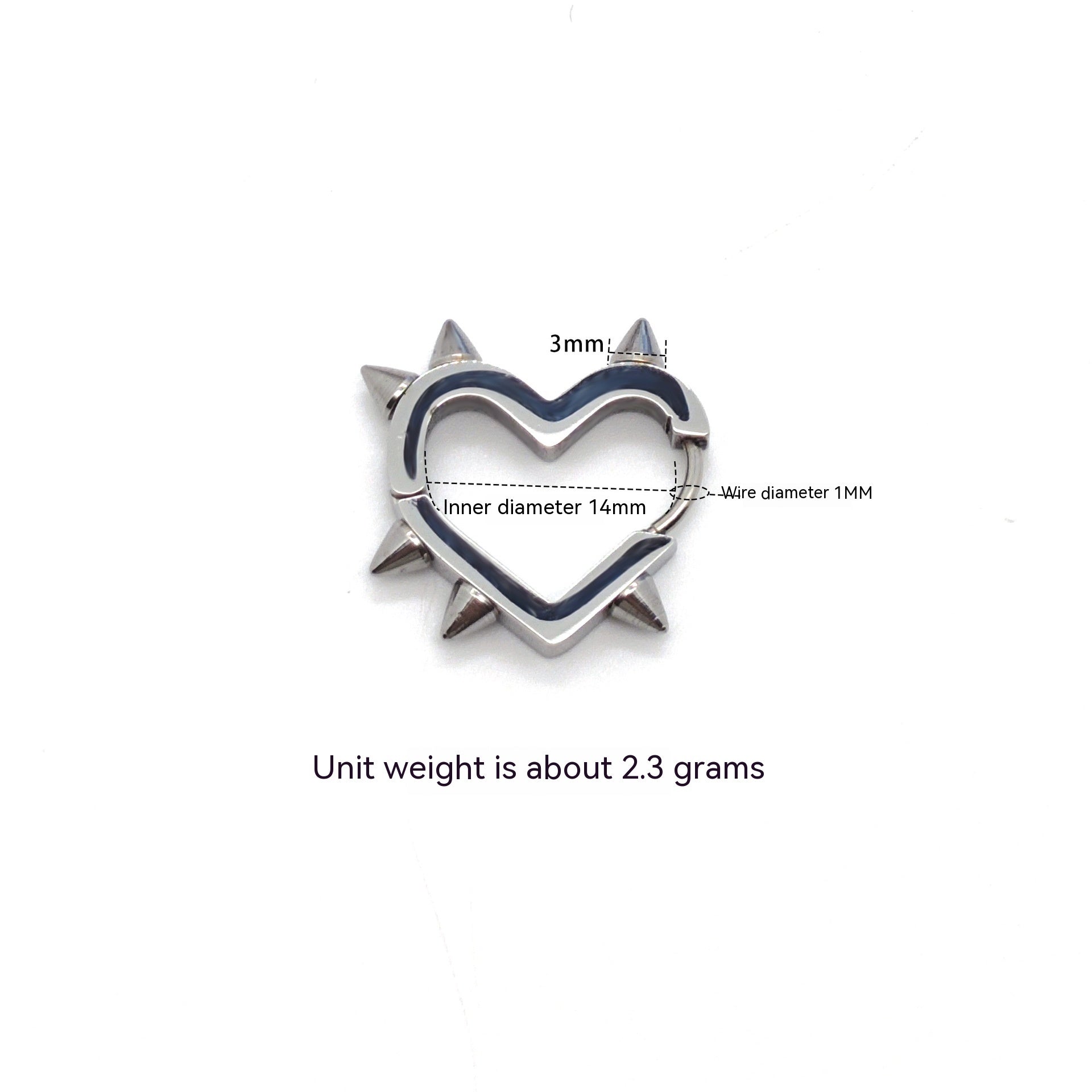 Stainless Steel Love Rivet Earrings Cone Peach Heart Shape Bone Ring Ear Clip-Jewearrings