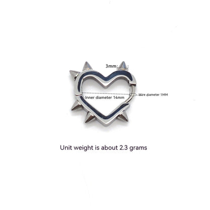 Stainless Steel Love Rivet Earrings Cone Peach Heart Shape Bone Ring Ear Clip-Jewearrings