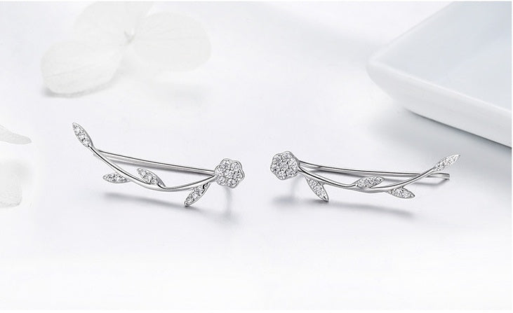 Sterling silver leaf stud earrings-Jewearrings