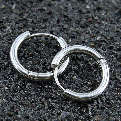 Amazon Foreign Trade Earrings Stylish Glossy Ear Clip Silver Round Tube Small Ring Anti-fashion-Jewearrings