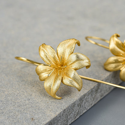 Female lily sterling silver S925 earrings-Jewearrings