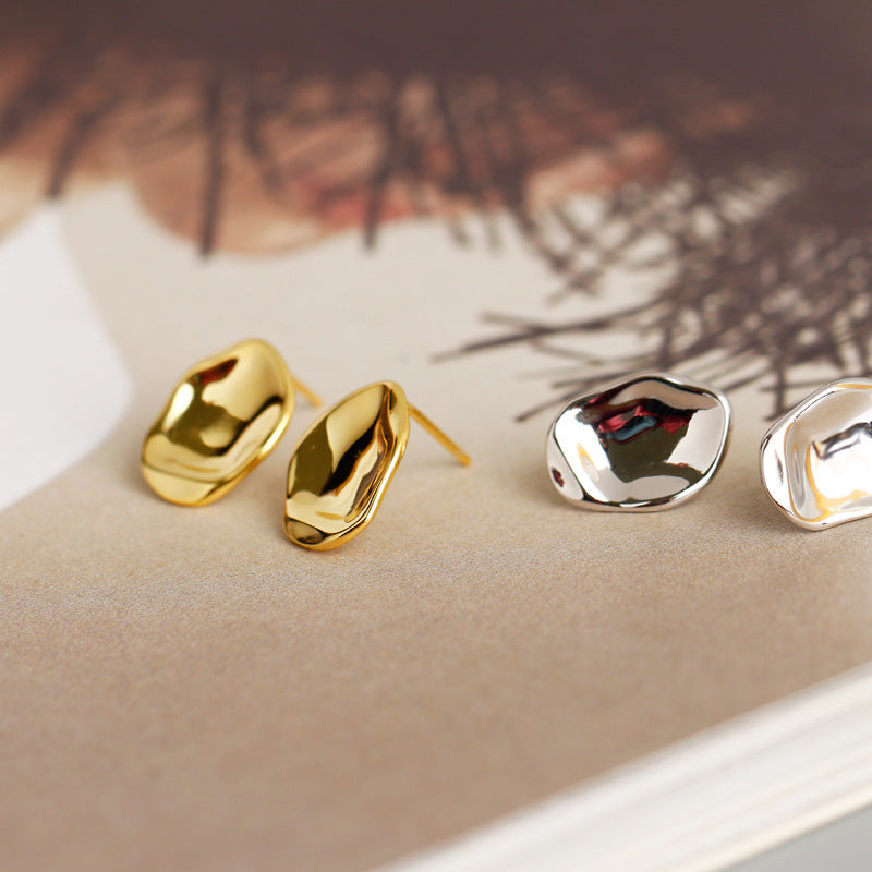 Simple and irregular gold-plated female stud earrings-Jewearrings