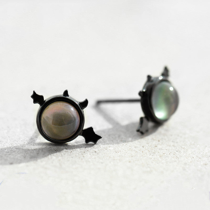 Female Devil 925 Sterling Silver Stud Earrings Mini-Jewearrings