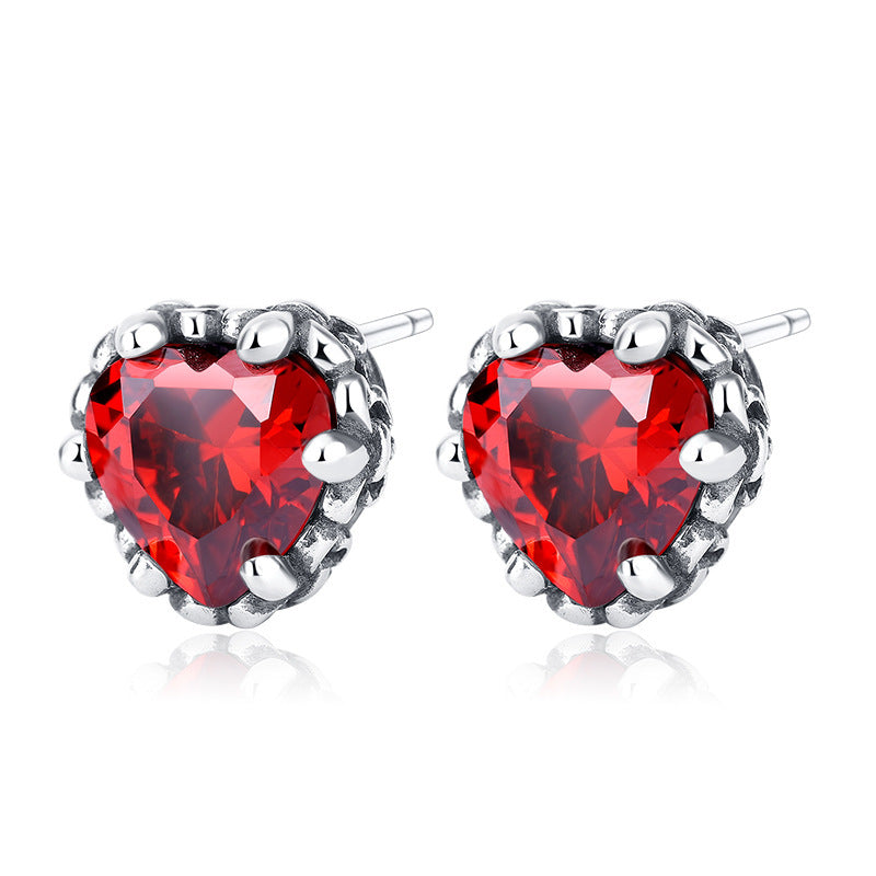 S925 Sterling Silver Keke Iris New Year Red Zircon Earrings-Jewearrings