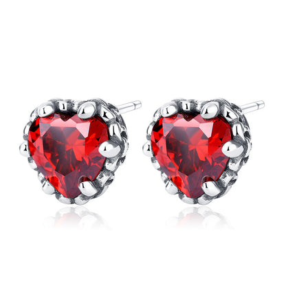 S925 Sterling Silver Keke Iris New Year Red Zircon Earrings-Jewearrings