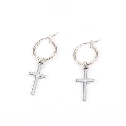 Alloy Cross Pendant Earrings-Jewearrings