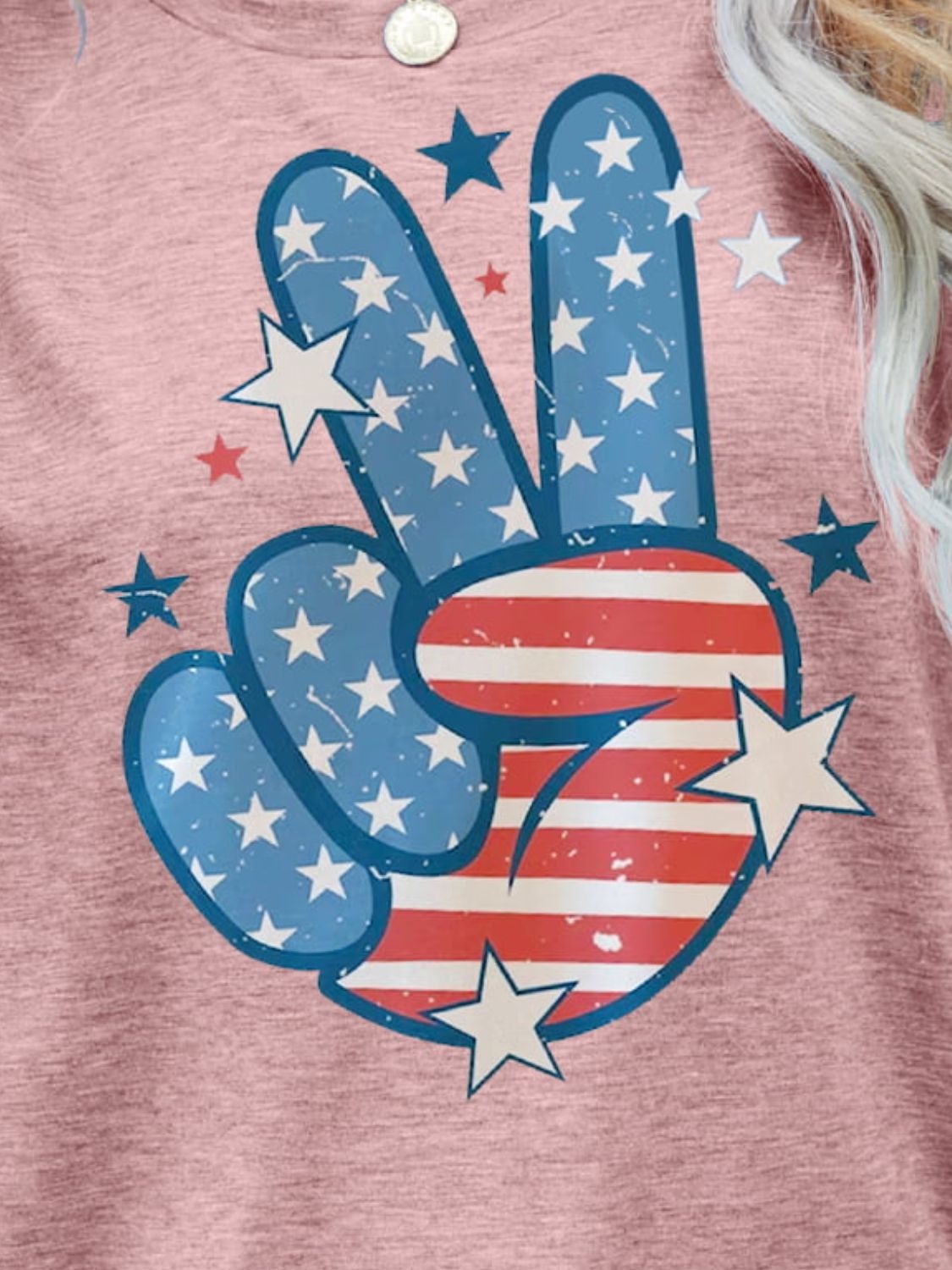 US Flag Peace Sign Hand Graphic Tee-Jewearrings