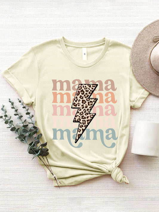 MAMA Round Neck Short Sleeve T-Shirt-Jewearrings