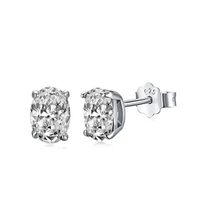 S925 Sterling Silver Zircon Single Rhinestone Ear Studs Female Earrings-Jewearrings