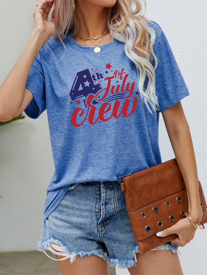 4th OF JULY Graphic Round Neck Tee-Jewearrings