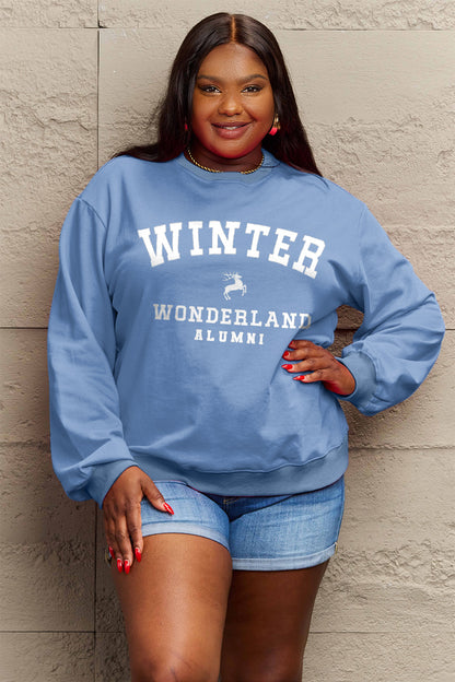 Simply Love Full Size WINTER WONDERLAND ALUMNI Graphic Long Sleeve Sweatshirt-Jewearrings