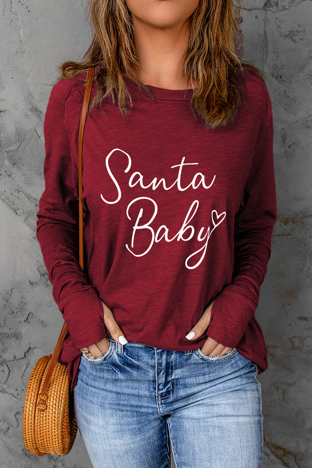 SANTA BABY Graphic Long Sleeve T-Shirt-Jewearrings