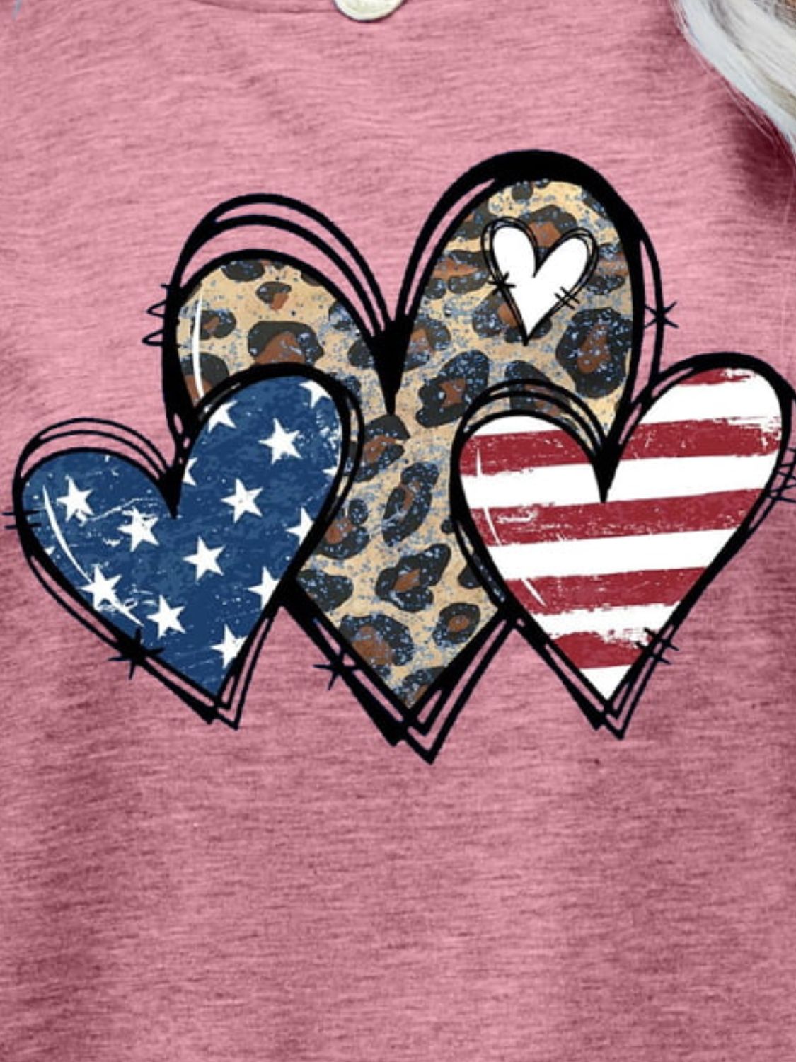 US Flag Leopard Heart Graphic Tee-Jewearrings